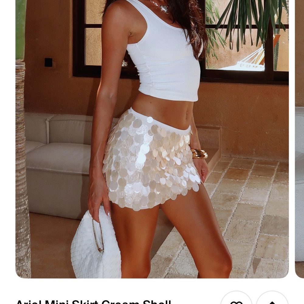 White Fox Boutique Cream Shell Mini Skirt